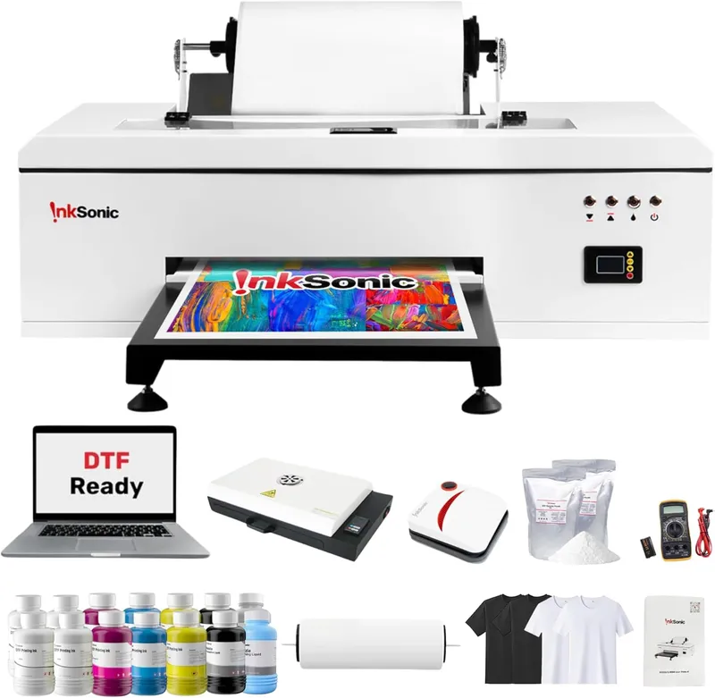 InkSonic R1390 DTF Printer, A3 T shirt Printing Machine with Laptop and Oven Bundle